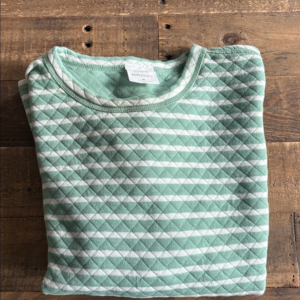 J. Crew Factory Women’s Green and White Quilted Sweatshirt